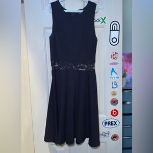 Aqua Black Midi Dress with Lace Detail